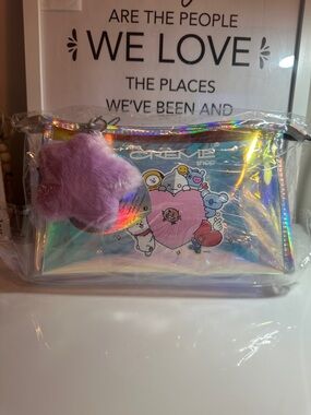 New BT21 The Creme Shop Holographic Travel Pouch Makeup Bag Creme